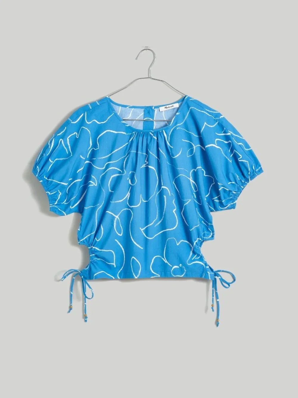 Madewell Poplin Puff-Sleeve Cutout Crop Top – Size Small